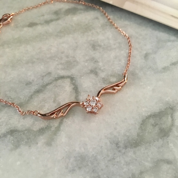 'Wings' Rose Gold Simulated Diamonds Bracelet - Picture 5 of 8